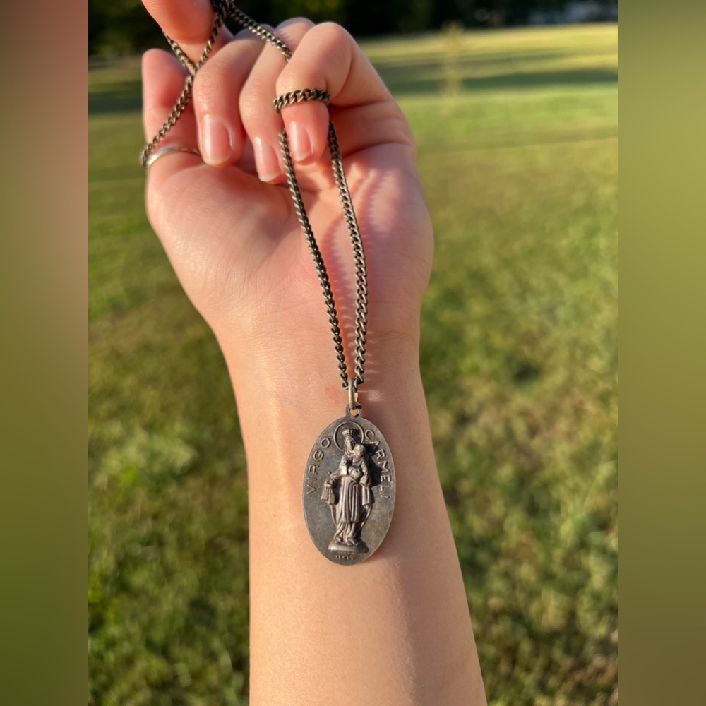 Vintage Religious Virgo Carmeli Pendant